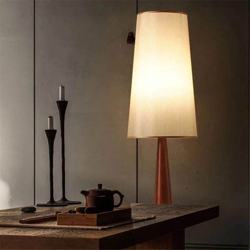 Belmont Collection | Geometric Nordic Reclaimed Teak Floor Lamp - showcasing full sculptural form and curated finish in a Mid-Century Modern living room setting.