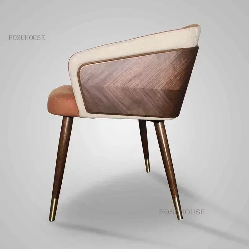 Luxury Modern Dining Chairs Wooden Backrest Armchair Minimalist Lounge Dining Chair Comfortable Dining Room Furniture