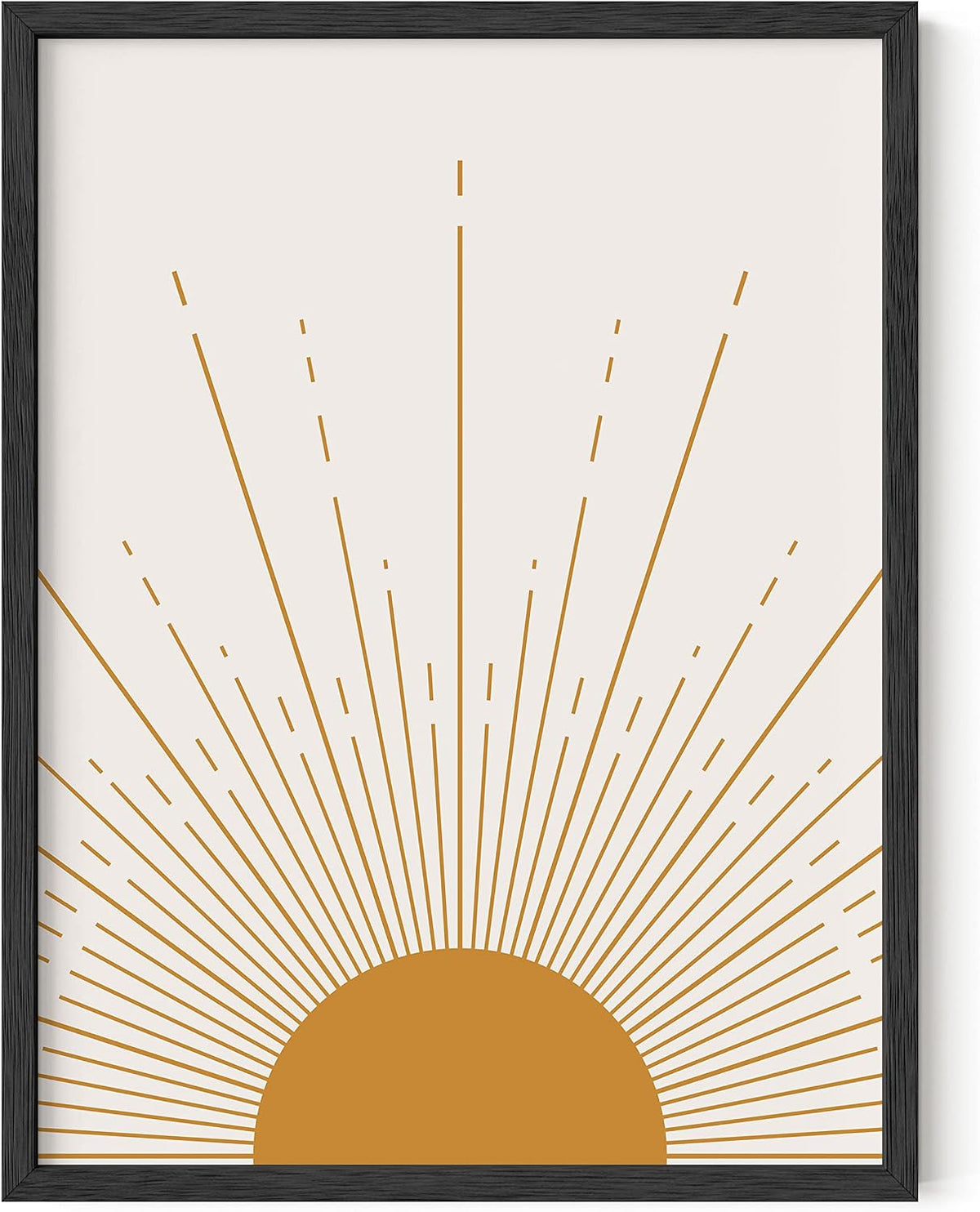 HAUS and HUES Boho Framed Wall Art - Southwestern Geometric Sun Print, Mid Century Modern Decor, Black Frame 12X16