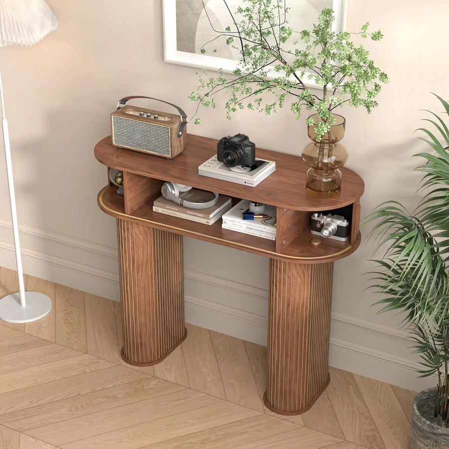 The Fontaine Walnut Round Console