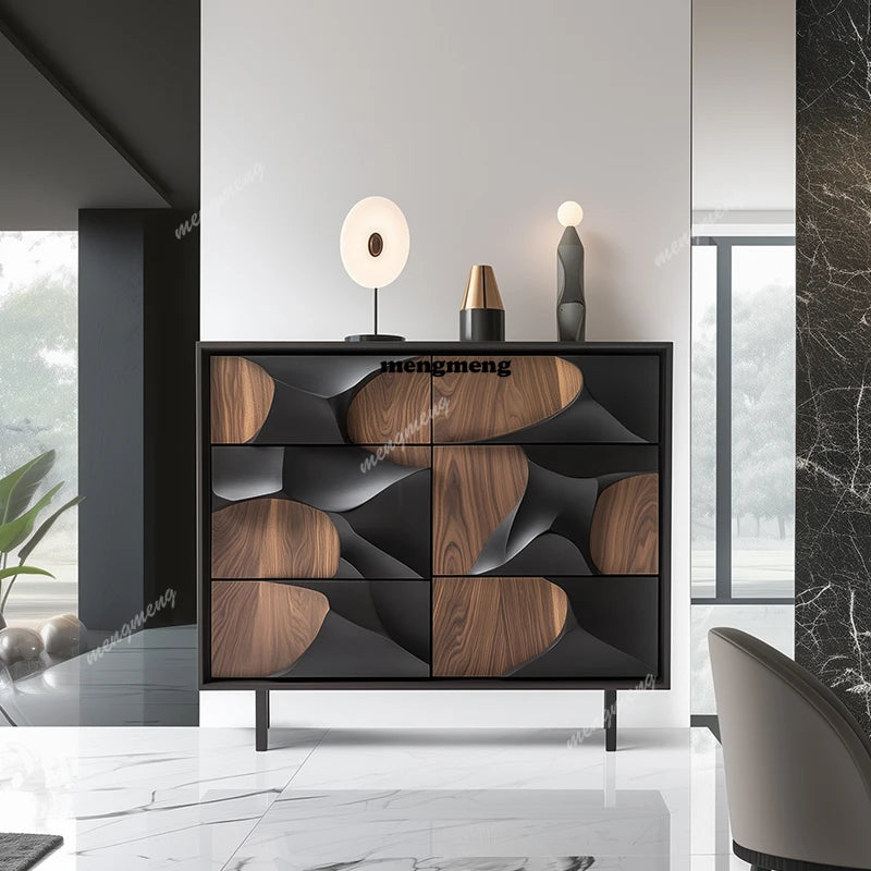 Dresden Collection | Hairpin-Legged Leather-Wrapped Walnut Bookshelf Cabinet - revealing tonal warmth and surface patina under ambient light in a Mid-Century Modern home office setting.