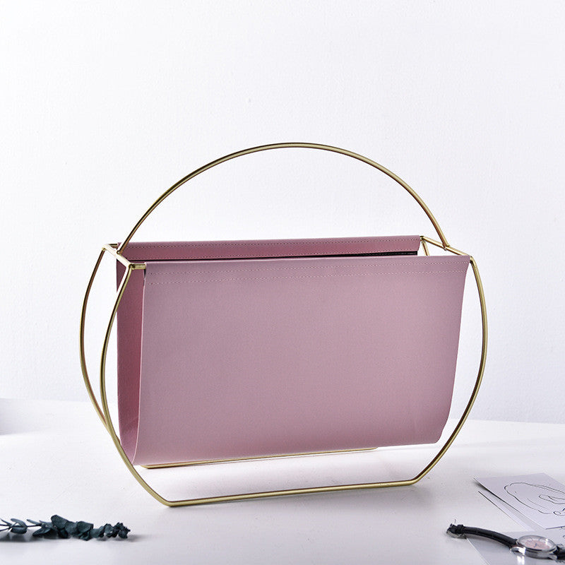 The Elegant Leather and Metal Magazine Rack
