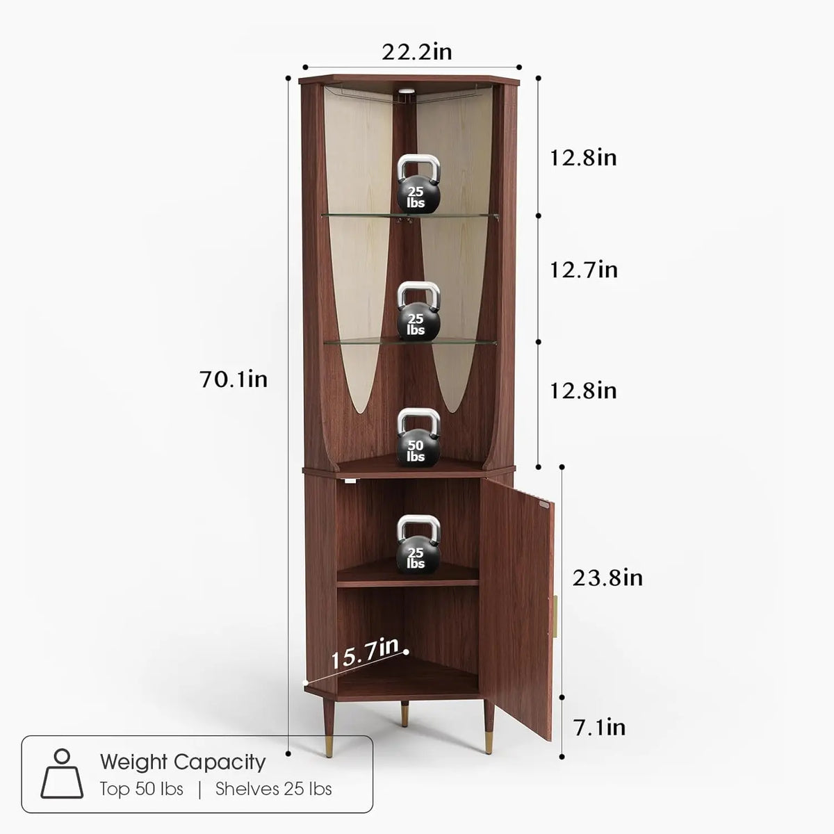 Fontaine Collection | Fluted Glass-Topped Walnut Corner Bar Cabinet - presented at scale within a designed interior in a Mid-Century Modern dining room setting.