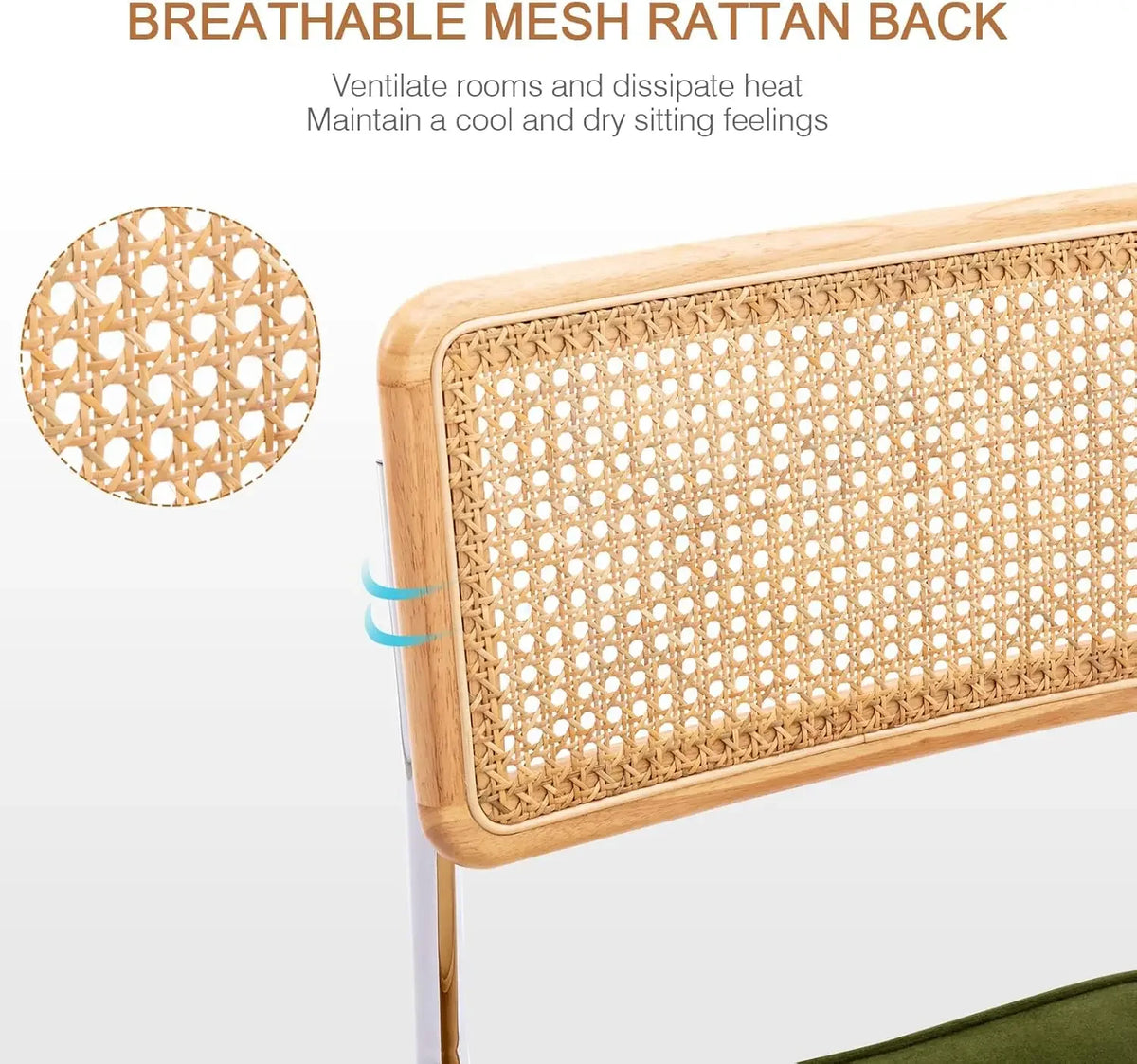 Cordoba Collection | Organic-Form Velvet-Cushioned Velvet & Rattan Dining Chair Set - captured in a curated lifestyle vignette in a Mid-Century Modern dining room setting.