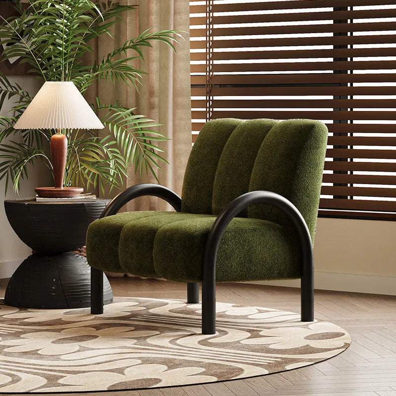 Ellington Collection | Tapered-Leg Atomic-Era Walnut & Bouclé Set - showcasing full sculptural form and curated finish in a Mid-Century Modern living room setting.