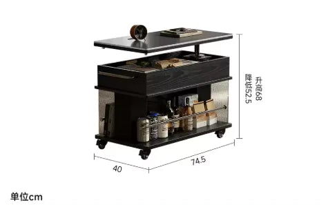 Adjustable Height Luxury Coffee Table & Mid-Century Side Cabinet