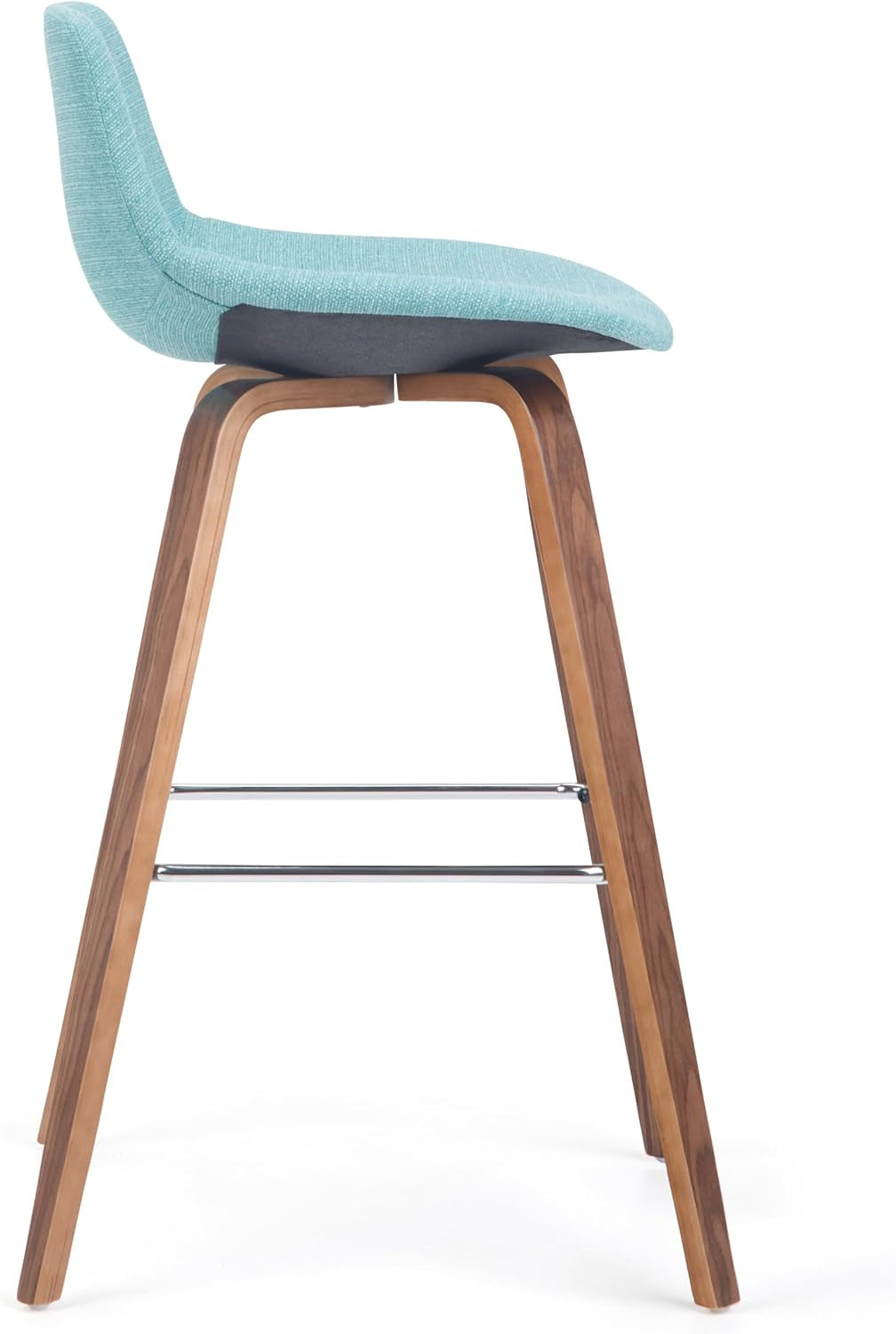 SIMPLIHOME Raya 24" Seat Height Vegan Leather Counter Stool (Set of 2) | Aqua Blue, Mid-Century Counter Stools with Curved Backrest and Footrest; Upholstered Kitchen or Bar Seating.