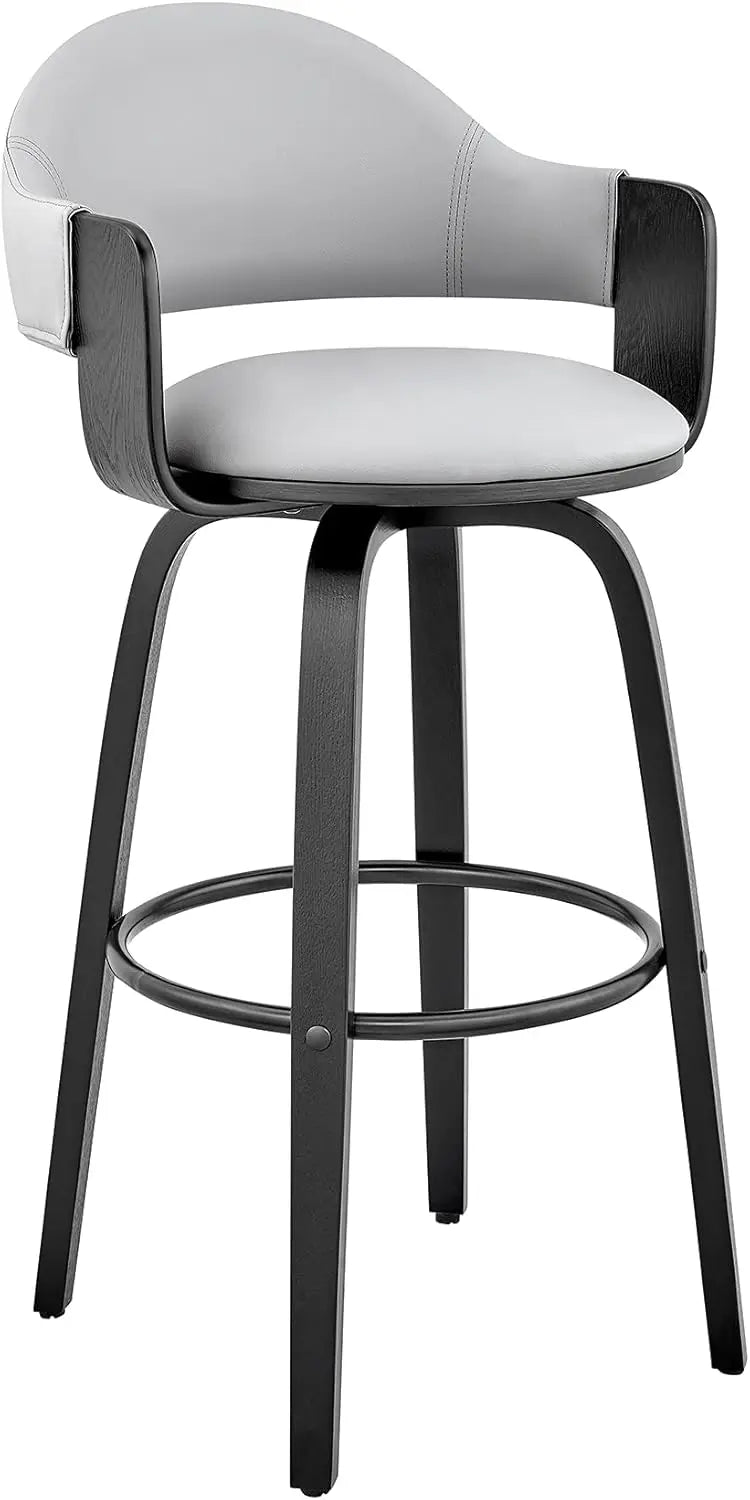 The Meridian Charcoal Leather Bar Stool