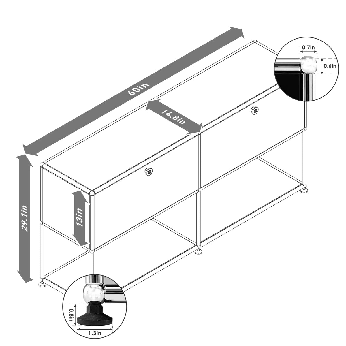 Modern Modular Metal Storage Cabinet Freestanding Sideboard Display Organizer for Living Room Bedroom Entryway Home Furniture