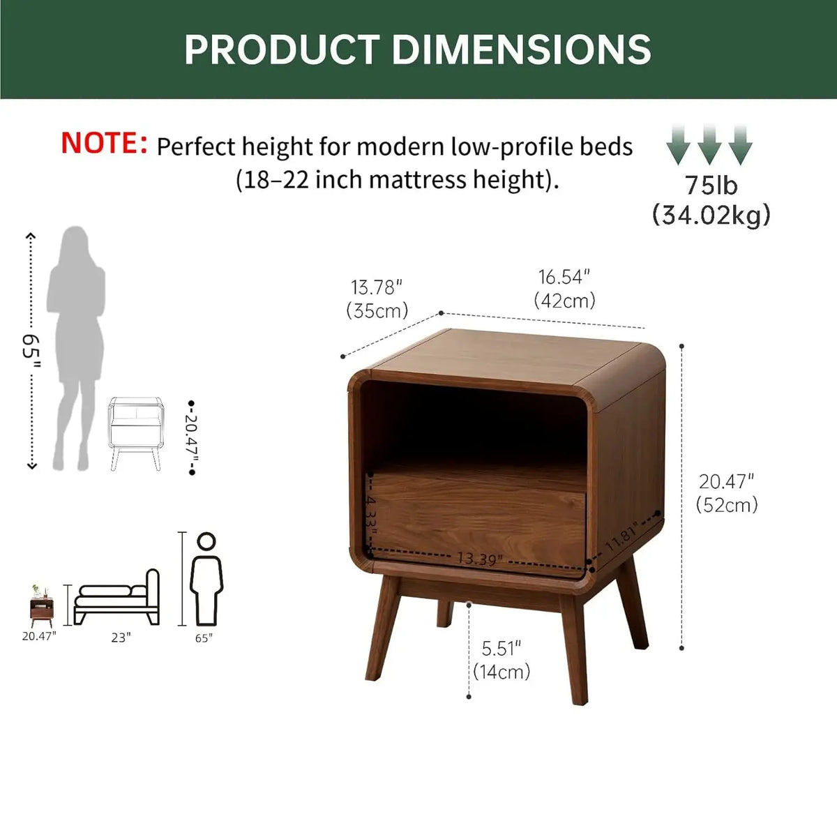 The Belmont Walnut Nightstand
