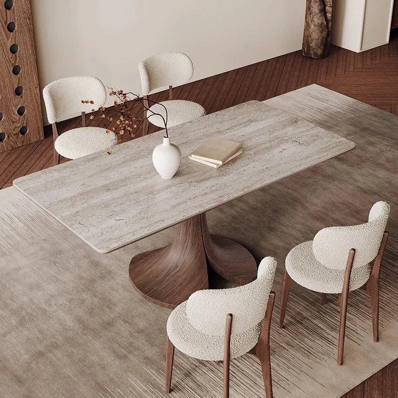 The Dresden Walnut & Travertine Dining Table