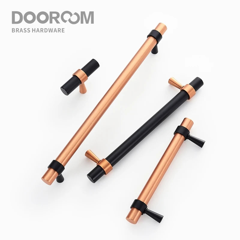 Brass Furniture Handles Modern Copper Black Pulls Cupboard Wardrobe Dresser Shoe Box Drawer Cabinet Handles Knobs