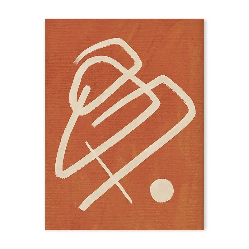 Abstract Burnt Orange Mid-Century Modern Canvas Art Set
