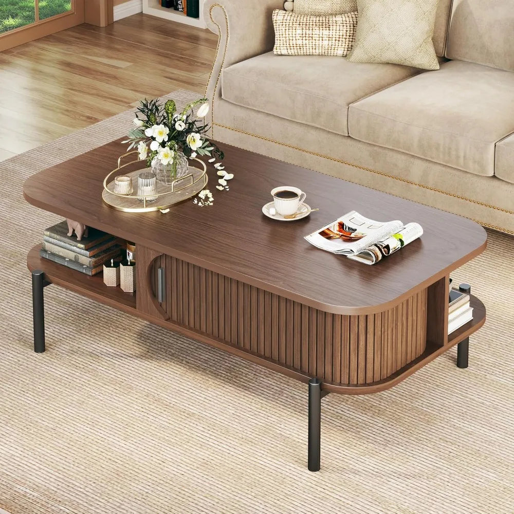 The Fontaine Fluted Walnut Coffee Table
