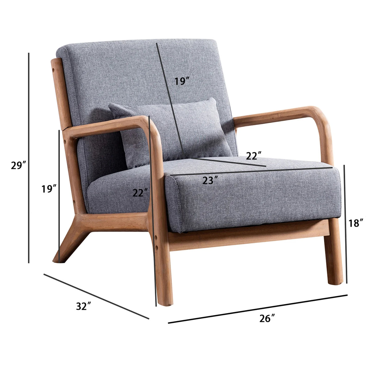 Mid Century Modern Accent Chair, Gray