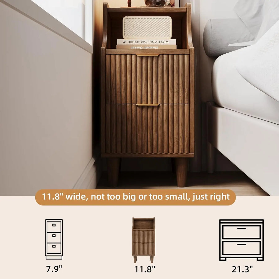 The Dresden Fluted Walnut Nightstand Duo