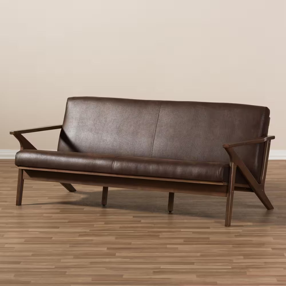 Bianca 72.1 In. Dark Brown Fabric 4-Seater Cabriole Sofa with Wood Frame