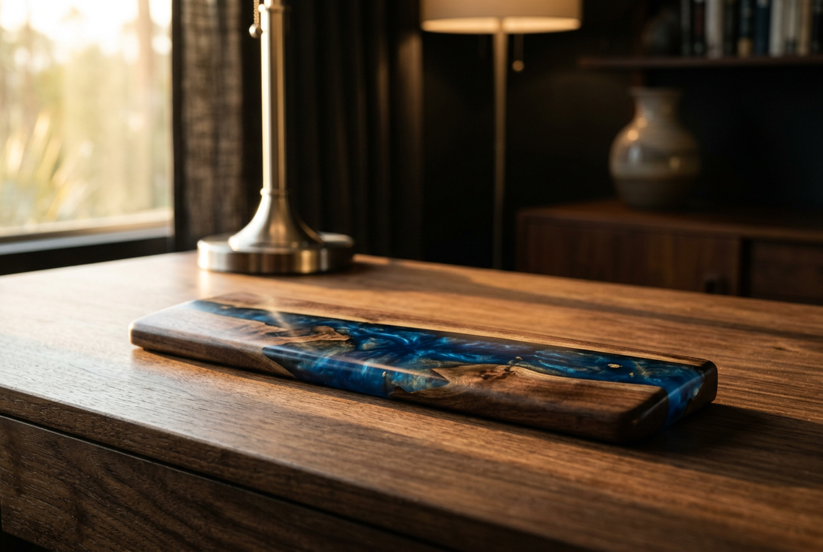 Walnut Resin Art Wrist Rest | Epoxy Ocean