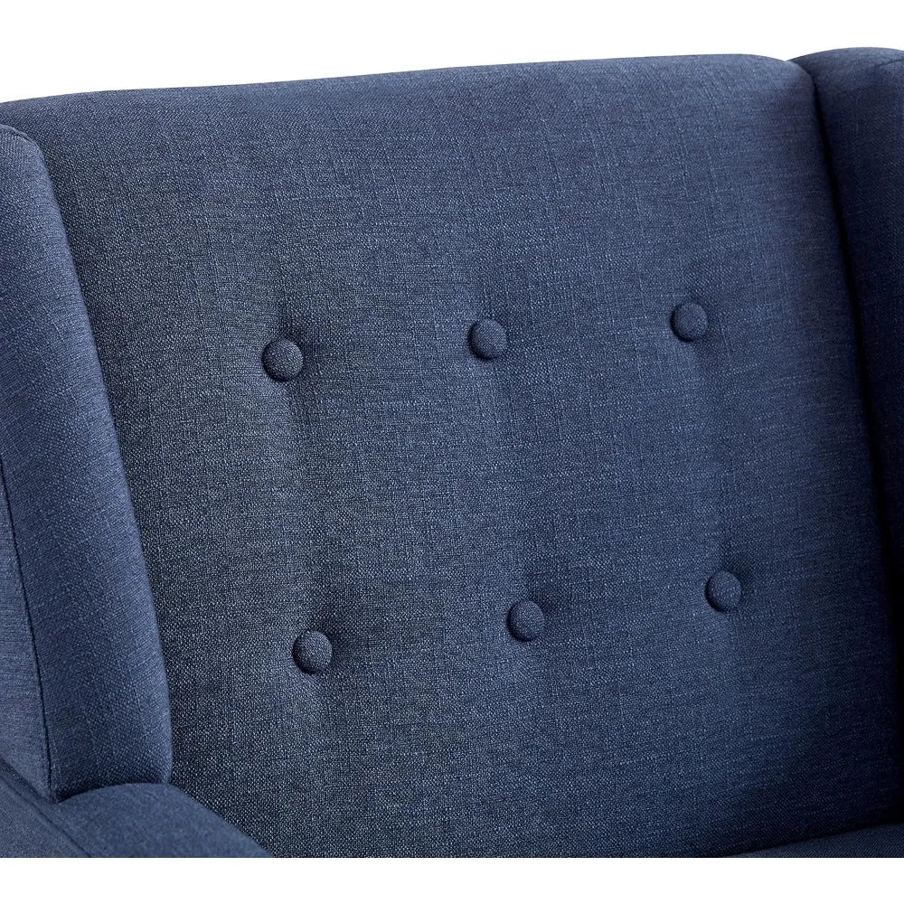 Fontaine Collection | Sculptural Atomic-Era Linen Tufted Accent Chair - showcasing full sculptural form and curated finish in a Mid-Century Modern living room setting.