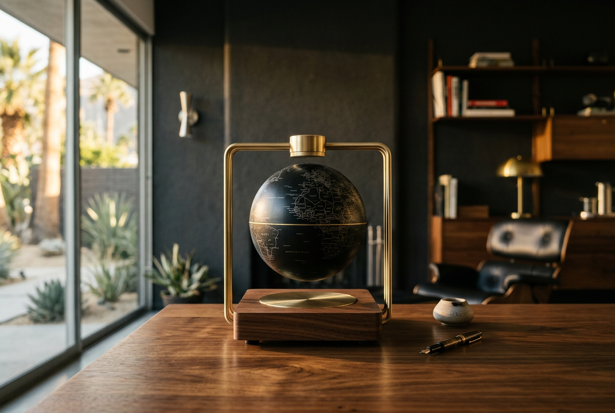 Floating Magnetic Globe in Black | Levitation Atlas