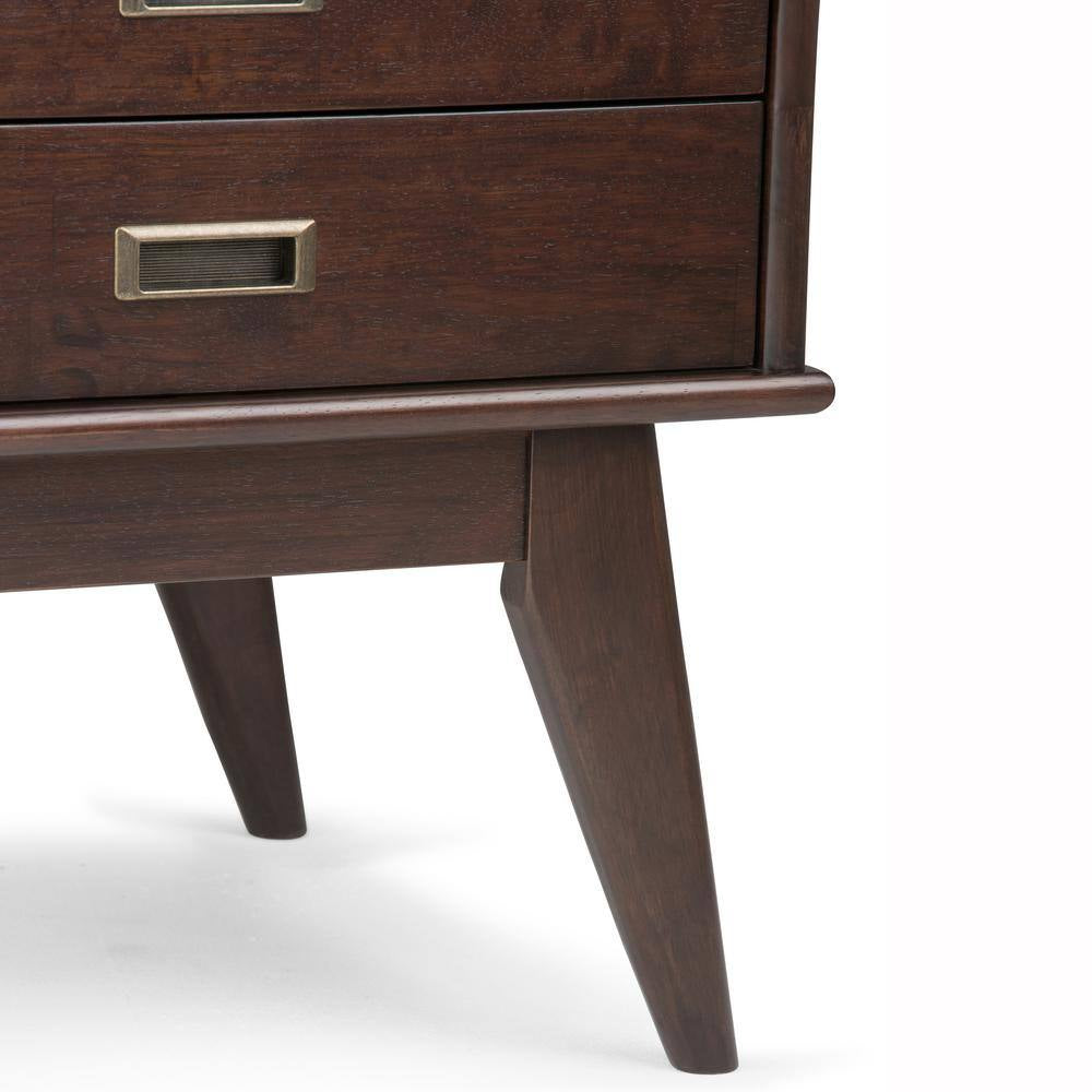 Draper Solid Hardwood 22 In. Wide Rectangle Mid-Century Modern End Side Table in Medium Auburn Brown