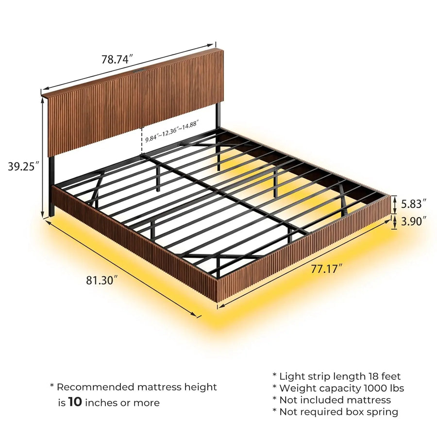 The Dresden Walnut Floating Bed Frame