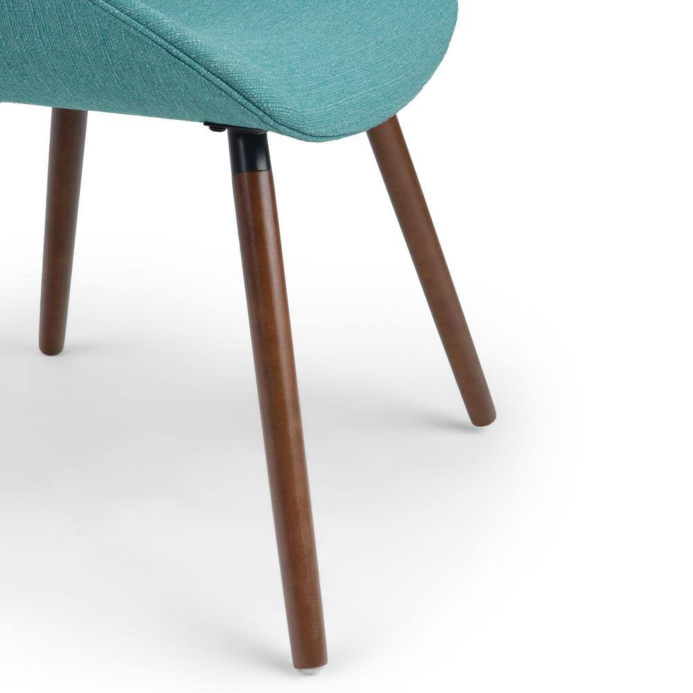Malden Mid Century Turquoise Blue Woven Fabric Modern Bentwood Dining Chair