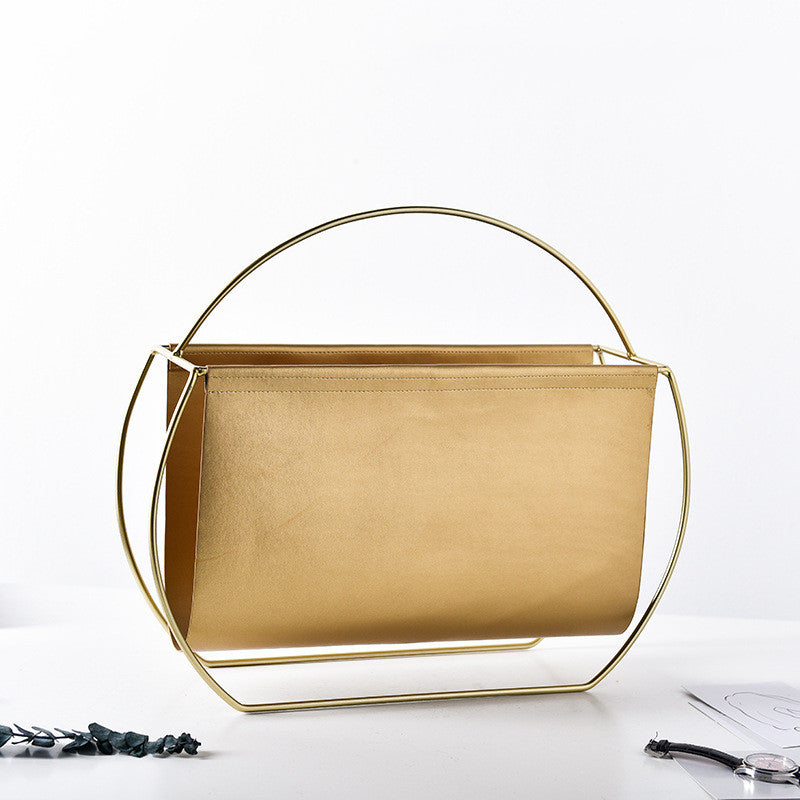 The Elegant Leather and Metal Magazine Rack