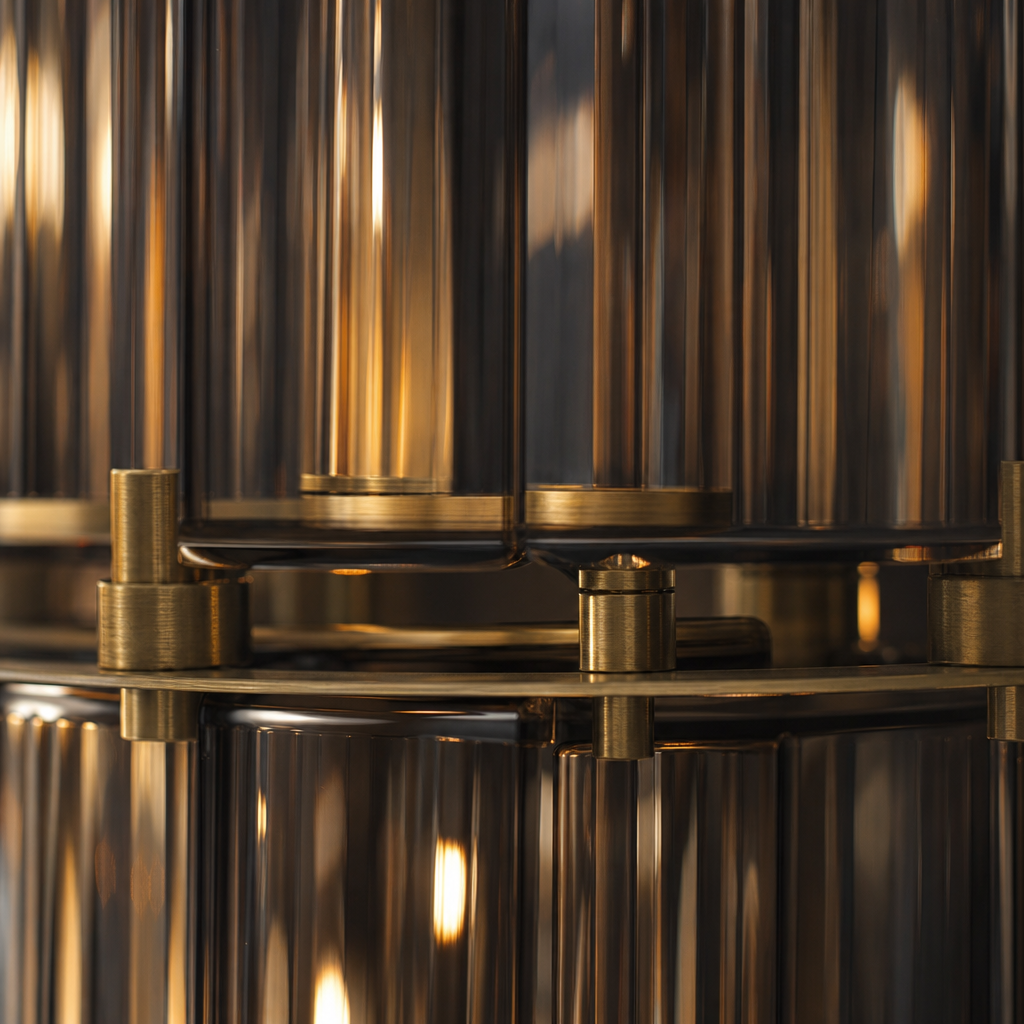 The Belmont Smoked Glass & Brass Chandelier
