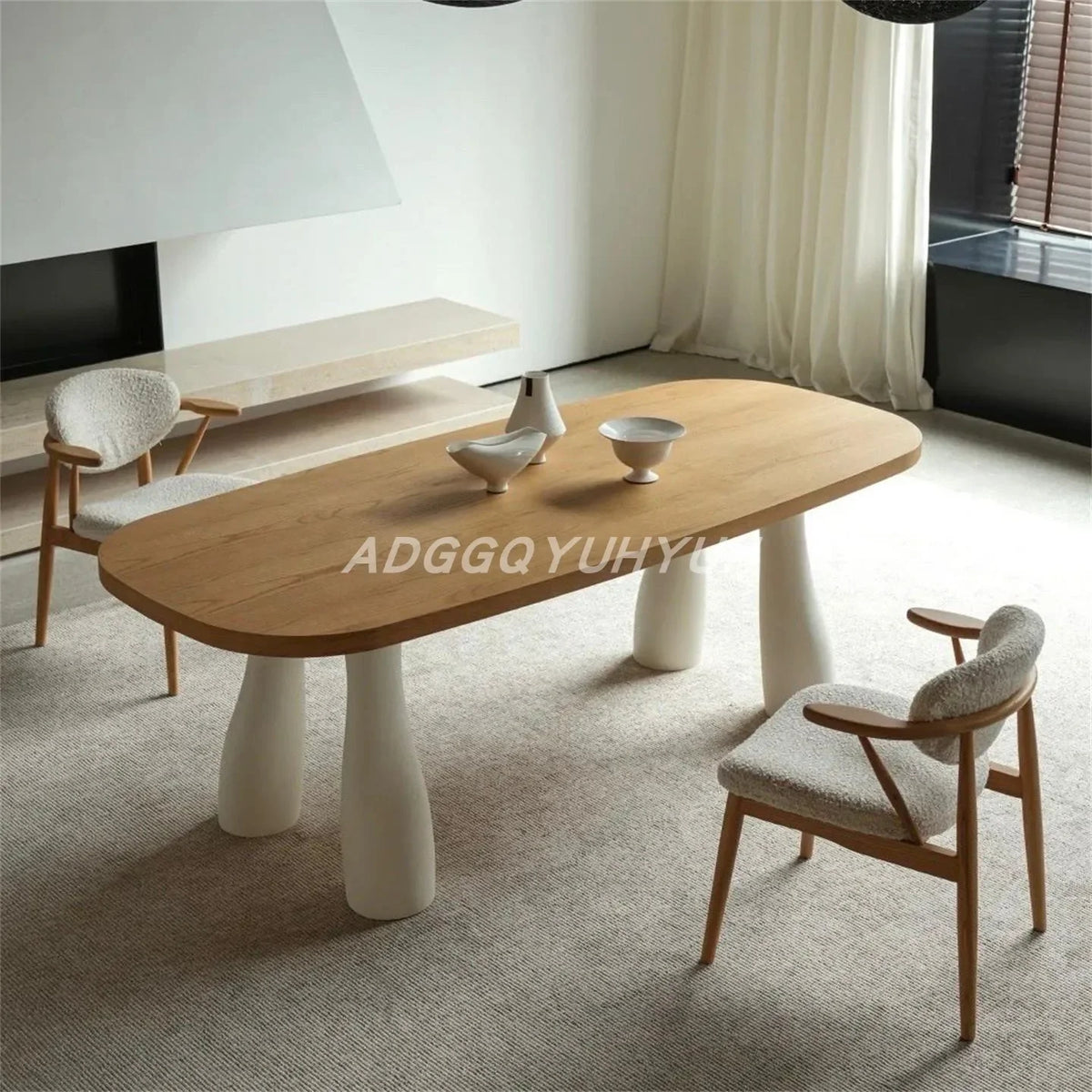 The Astoria Cream Lacquered Oval Dining Table