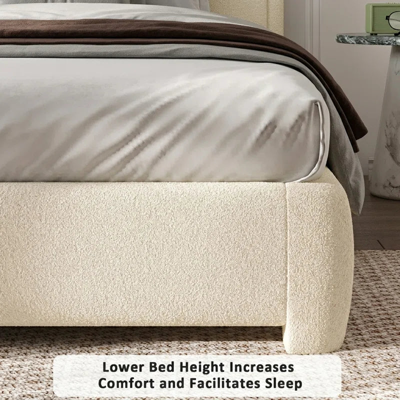 Transform your bedroom with the stylish Bensu Boucle Upholstered Platform Bed! 🛏️✨ #HomeDecor #BedroomGoals