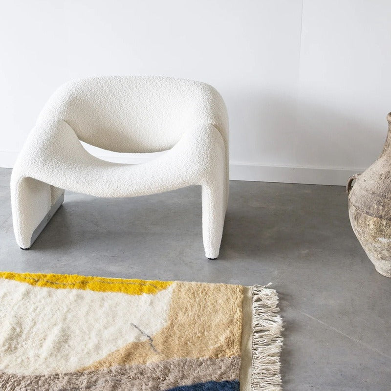 Ellington Collection | Sculptural Velvet-Cushioned Velvet Lounge Chair - styled from an alternate angle revealing dimensional depth in a Mid-Century Modern living room setting.