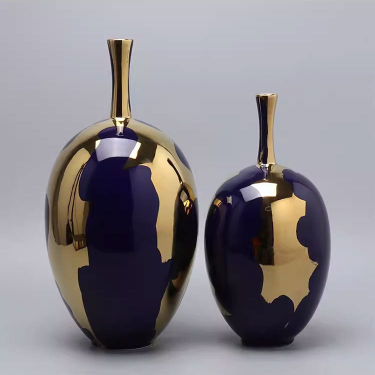 The Fontaine Ceramic & Gold Leaf Vase