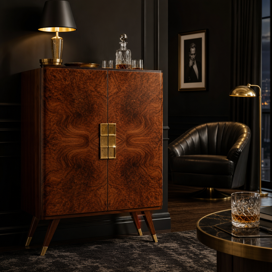 The Fontaine Walnut Burl & Brass