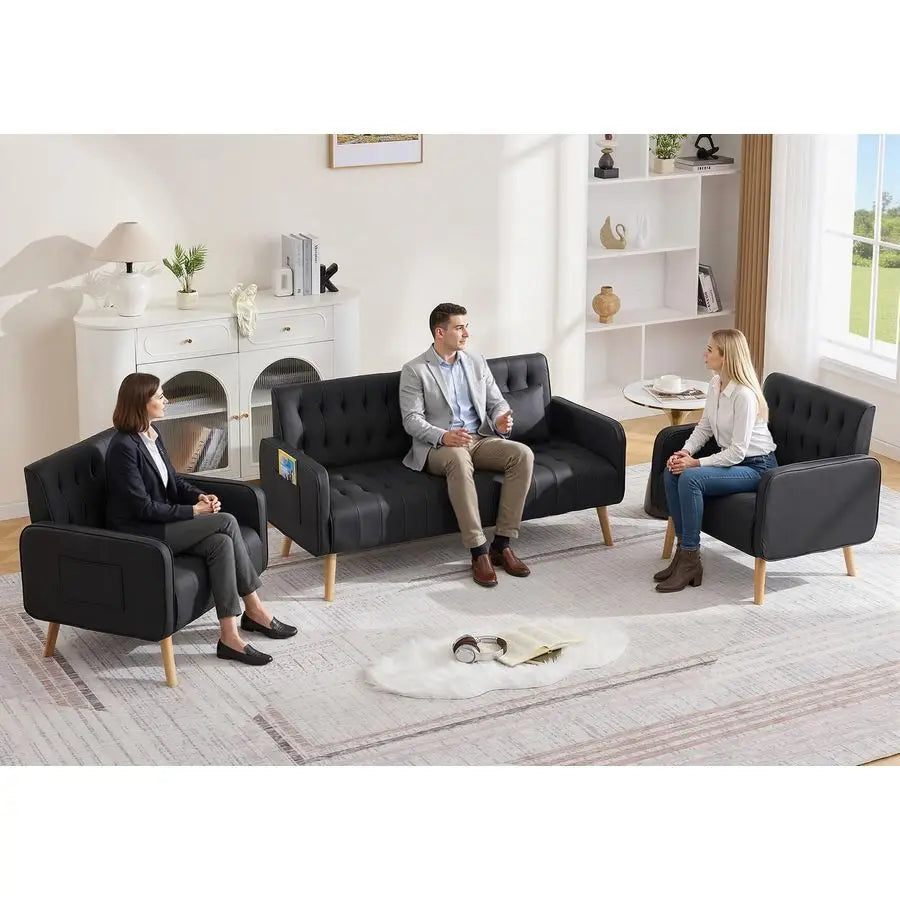 The Astoria Cognac Leather Loveseat & Chair