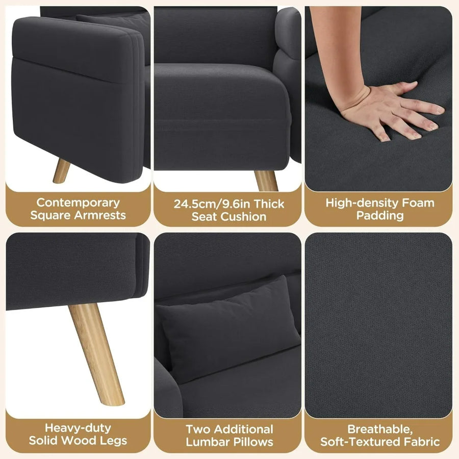 Belmont Collection | Tapered-Leg Velvet-Cushioned Velvet Loveseat - showcasing full sculptural form and curated finish in a Mid-Century Modern living room setting.