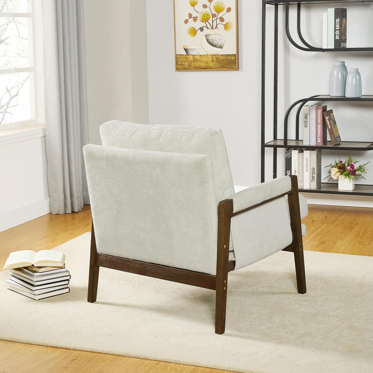 Kelly Mid-Century Modern Accent Armchair, White