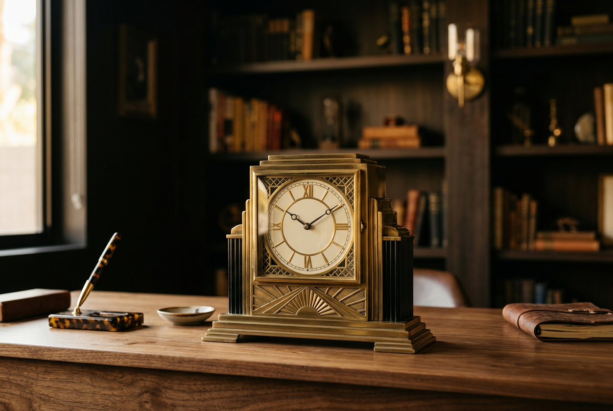Brass Art Deco Mantel Clock | Gatsby Timekeeper