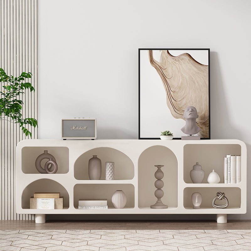Ellington Collection | Tapered-Leg Brass-Accented Walnut Media Console - showcasing full sculptural form and curated finish in a Mid-Century Modern entryway setting.