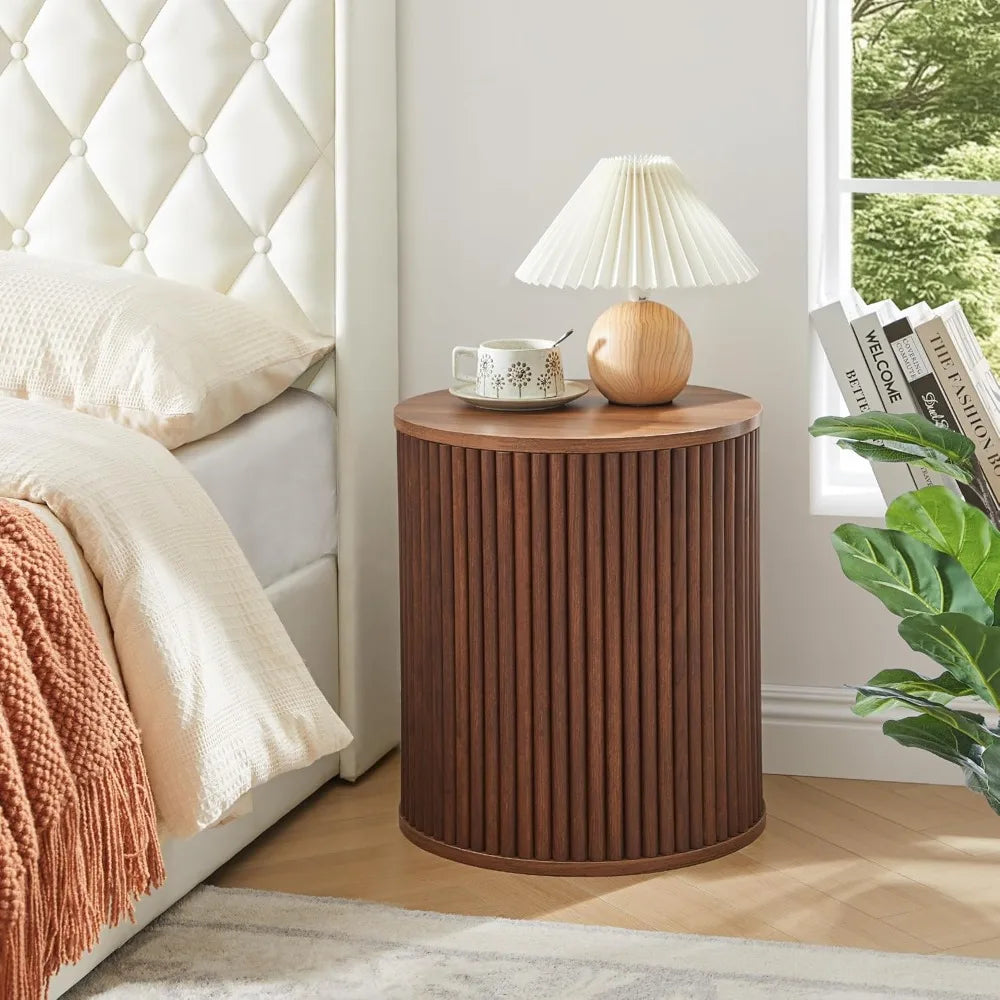 The Dresden Fluted Walnut Side Tables
