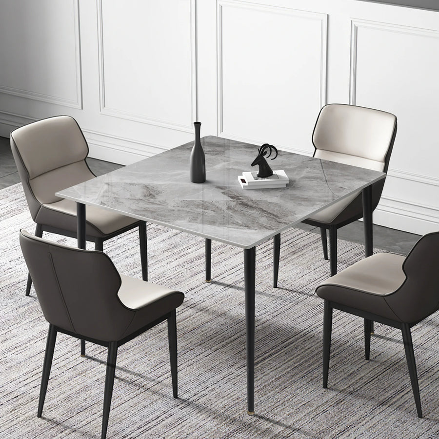 Dresden Collection | Hairpin-Legged Stone-Top Slate Dining Table - showcasing full sculptural form and curated finish in a Mid-Century Modern dining room setting.
