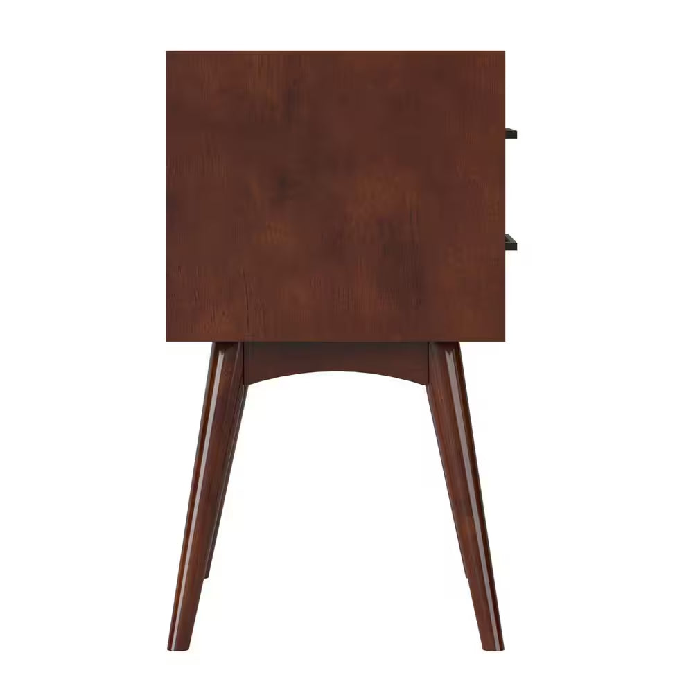 Pasadena Mid Century Modern Walnut 2 Drawer Nightstand