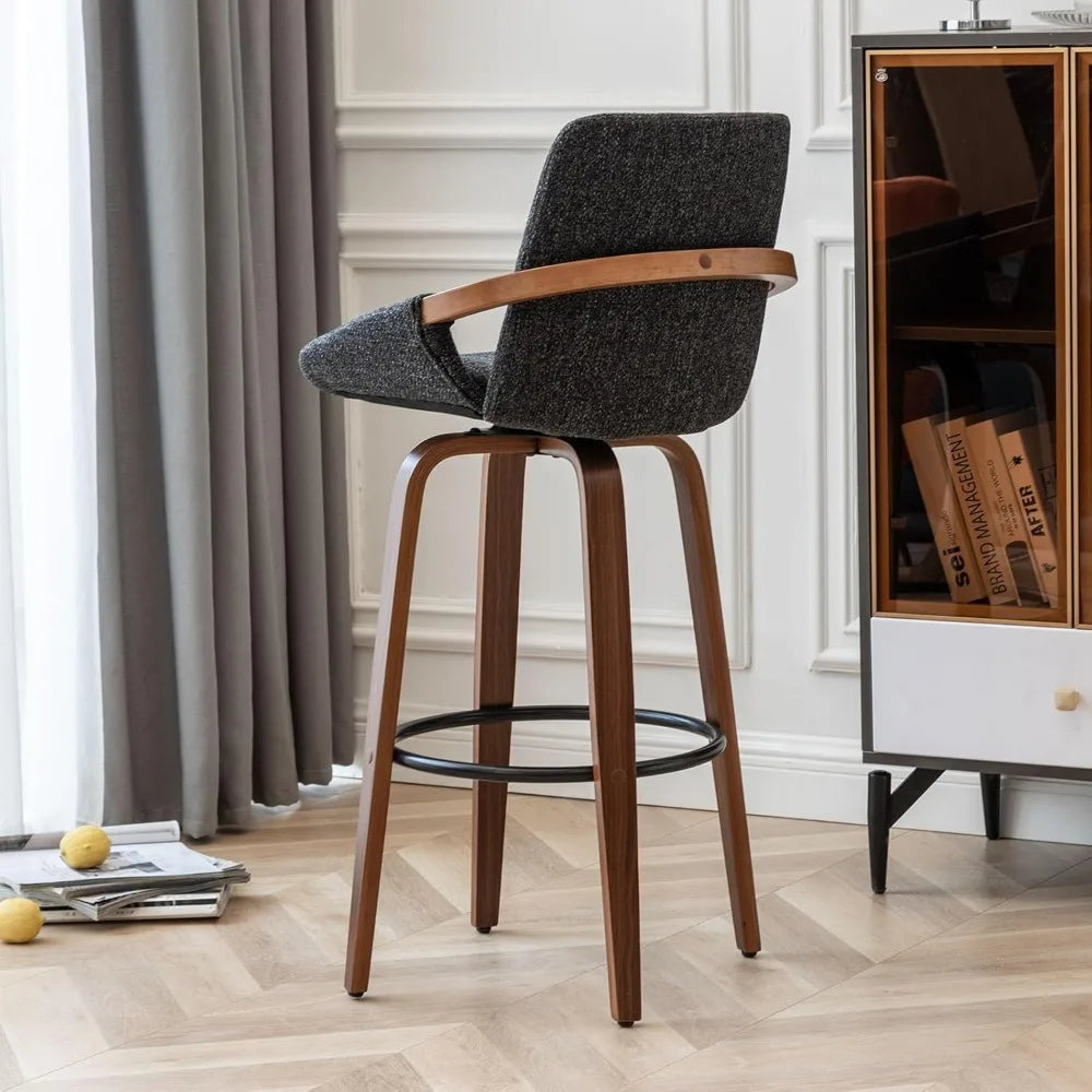The Astoria Charcoal Linen Swivel Barstool