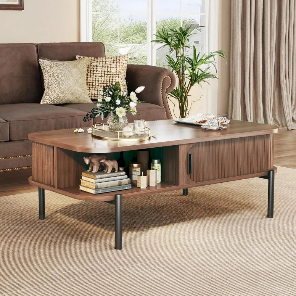 The Fontaine Fluted Walnut Coffee Table