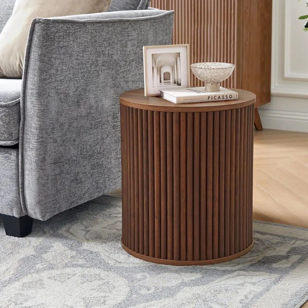 The Dresden Fluted Walnut Side Tables