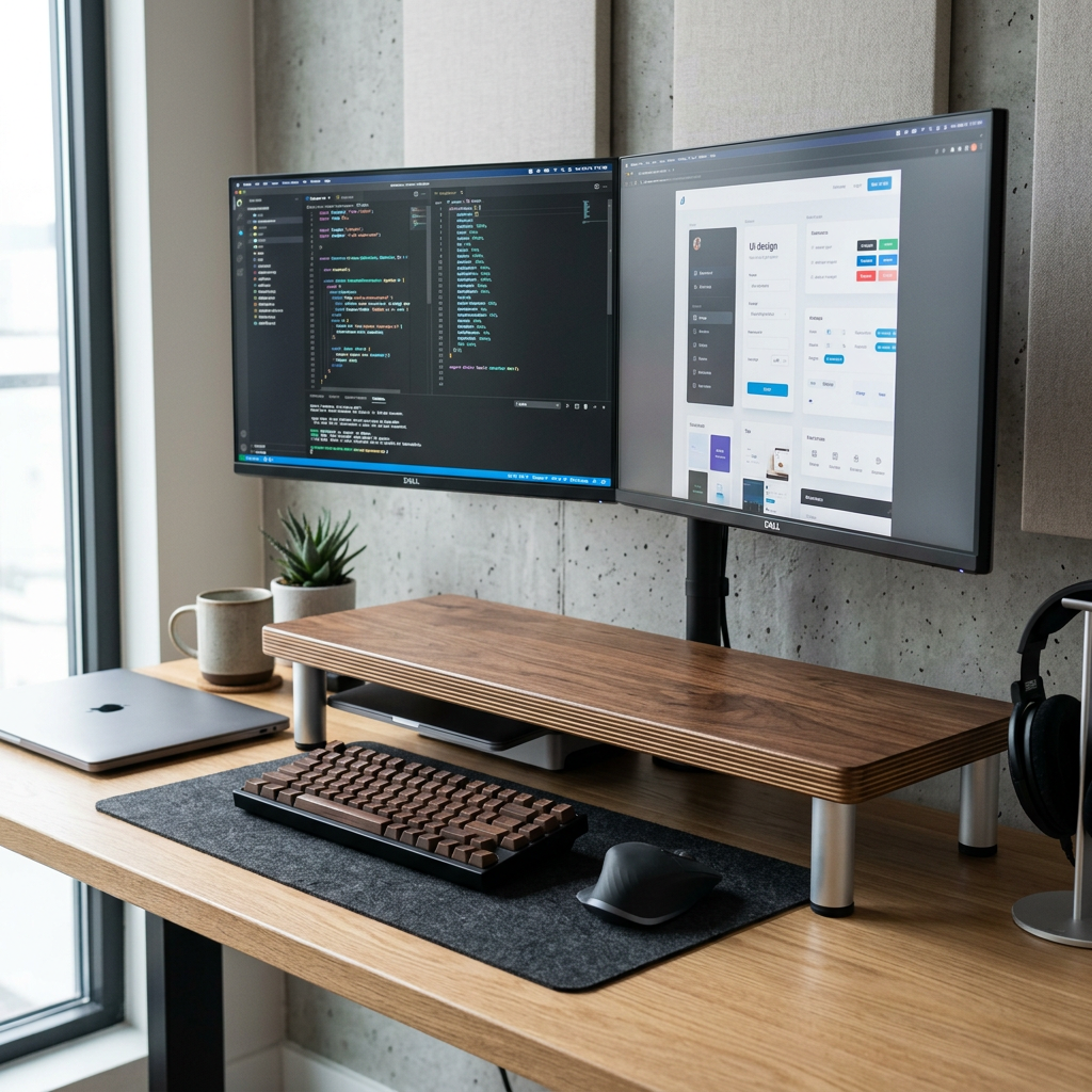 Walnut Desk Shelf System | Grovemade Elevation - Definitive workspace anchor.