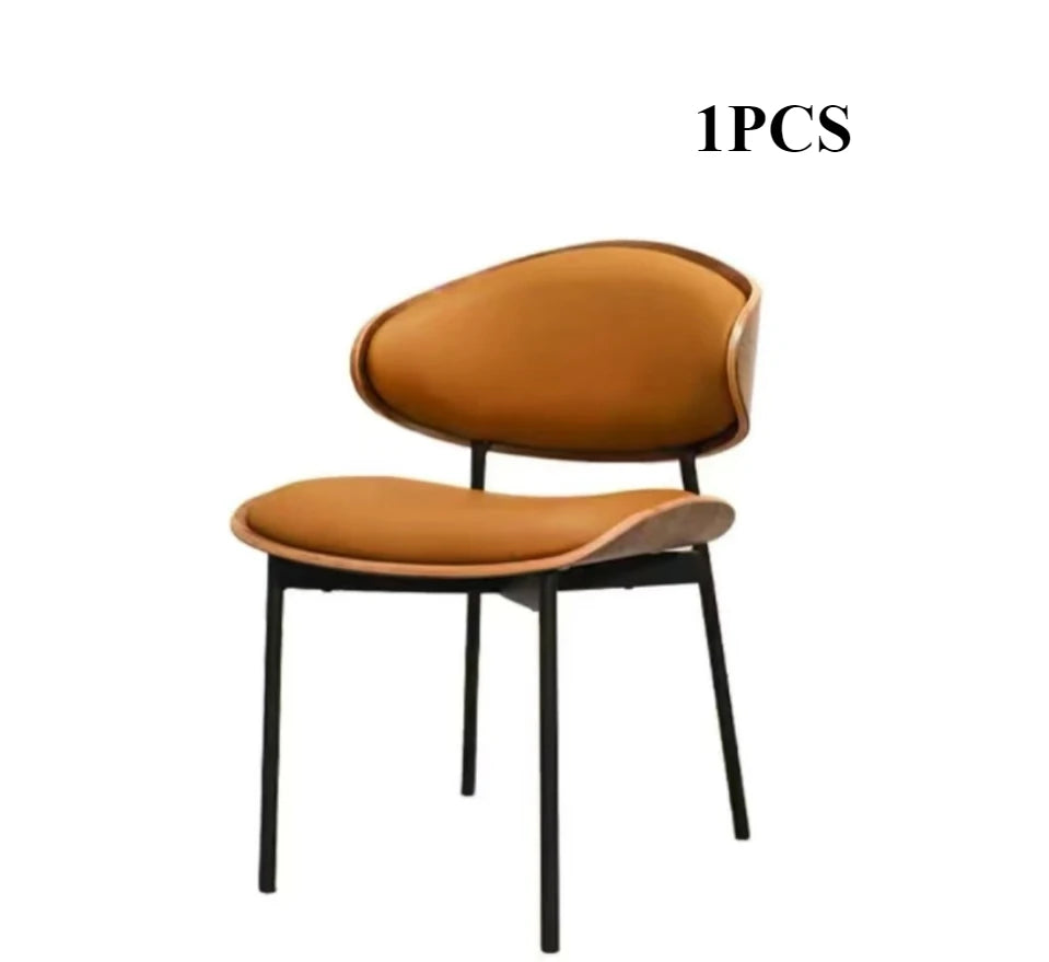 Fontaine Collection | Geometric Leather-Wrapped Cognac Leather Dining Chairs - Curated Furniture for the Modern Living Collection | Woodies ON Woodlawn