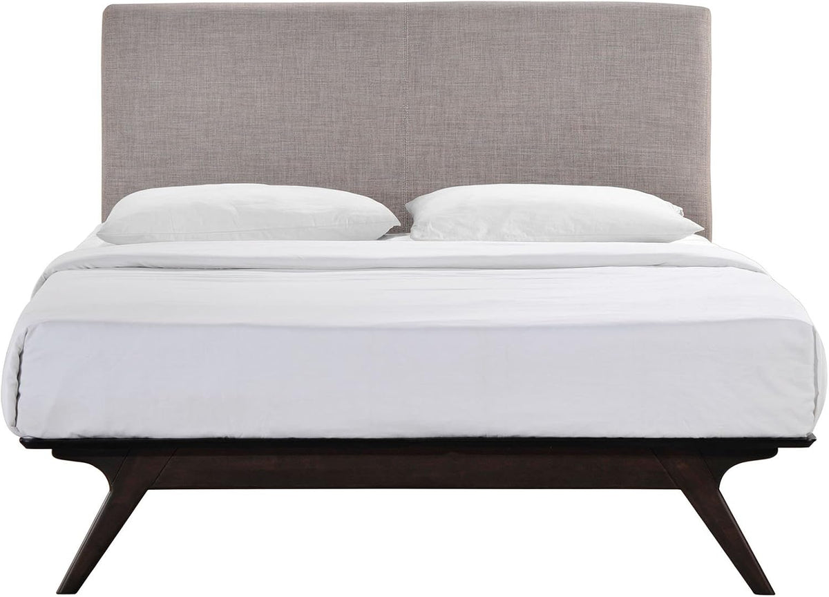 Mid-Century Modern Wood Platform Queen Size Bed