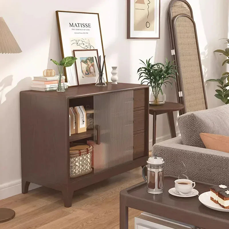 Fontaine Collection | Tapered-Leg Brass-Accented Walnut Dresser - showcasing full sculptural form and curated finish in a Mid-Century Modern bedroom setting.