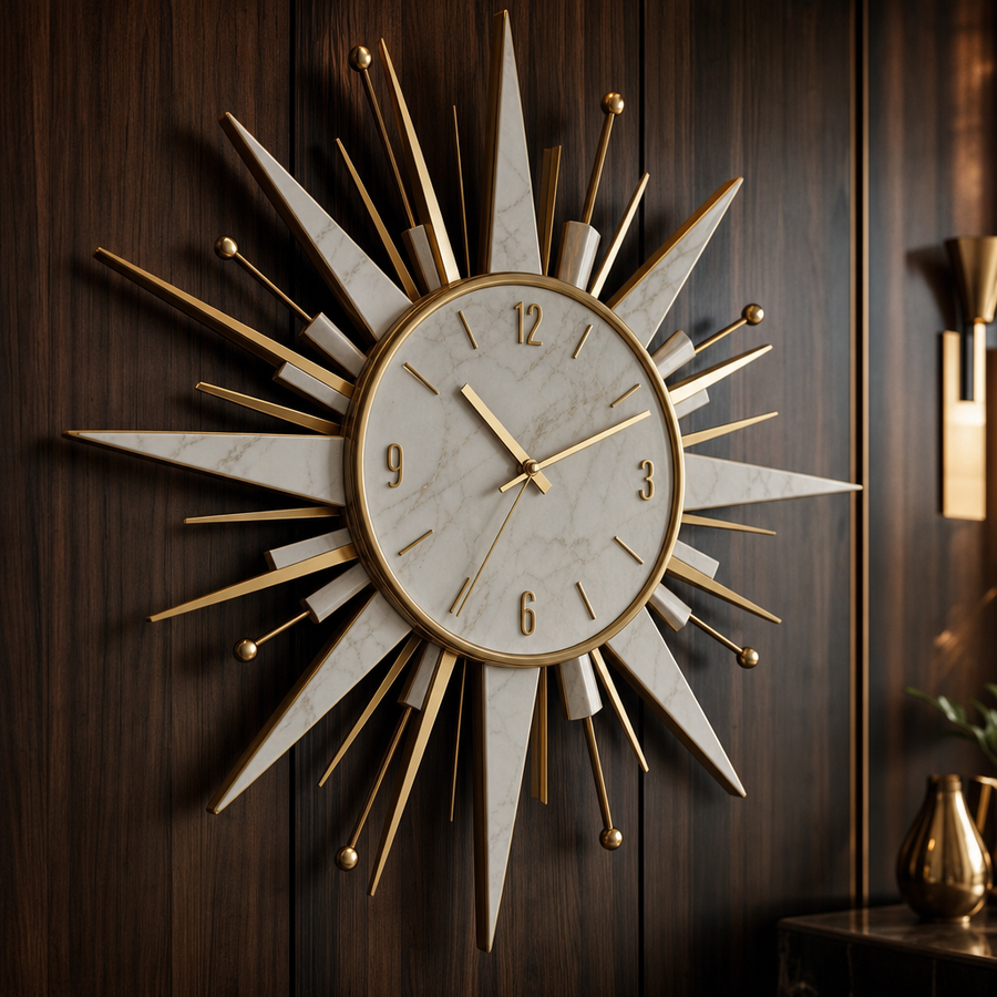 The Dresden Marble & Gold Sunburst Clock
